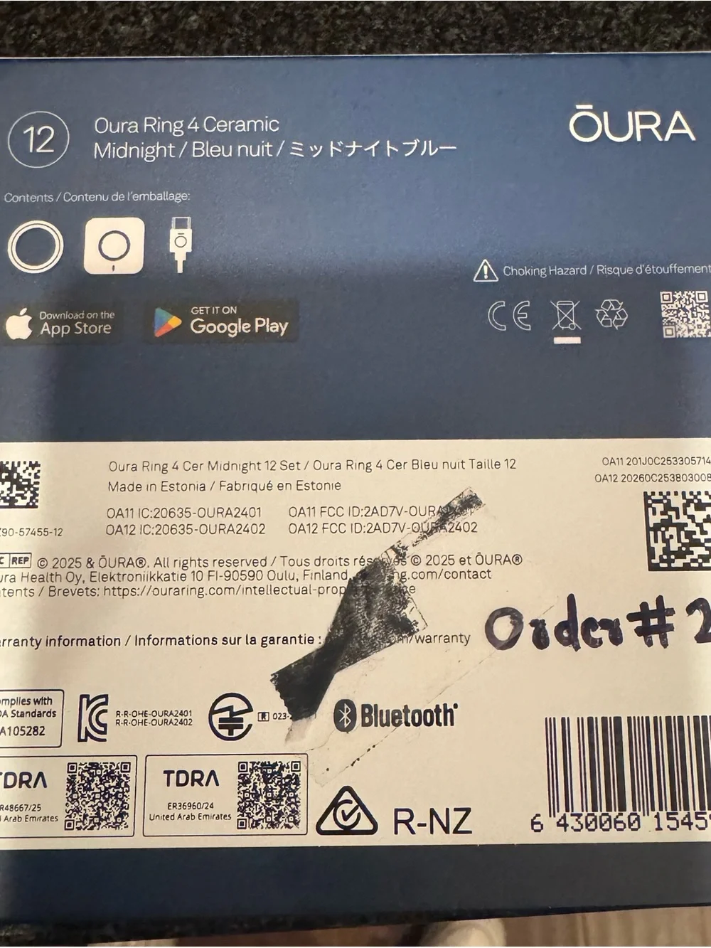 Oura Ring 4 Ceramic in Midnight Blue with Silver Logo Size 12 Brand new!